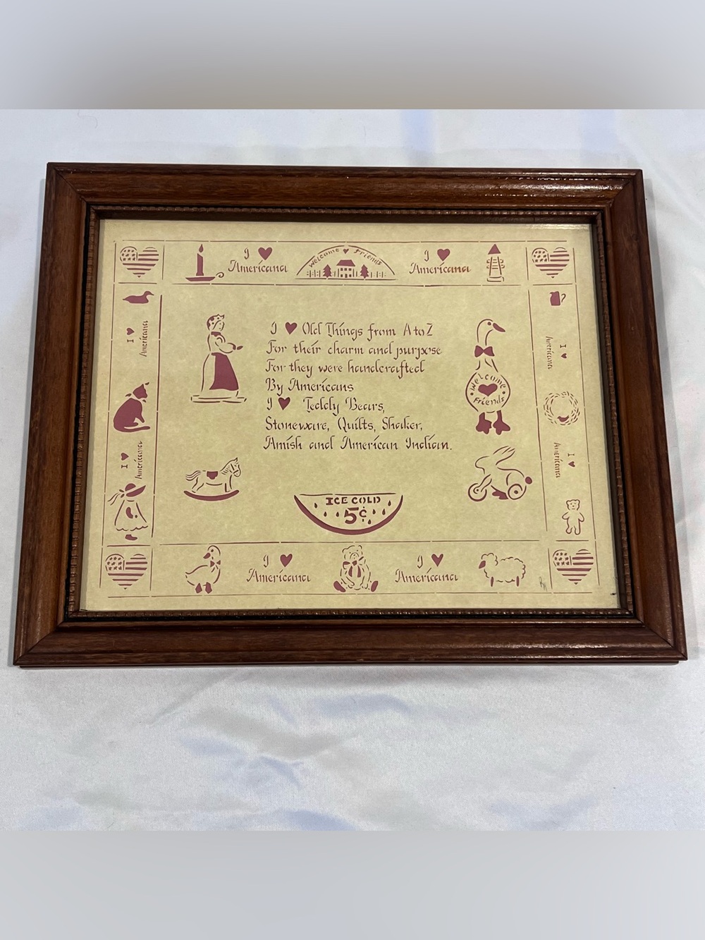 Vintage 1986 Designs With Scissors Americana Folk Art Framed Decor